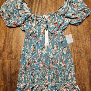 NSR Blue Floral Mini Dress